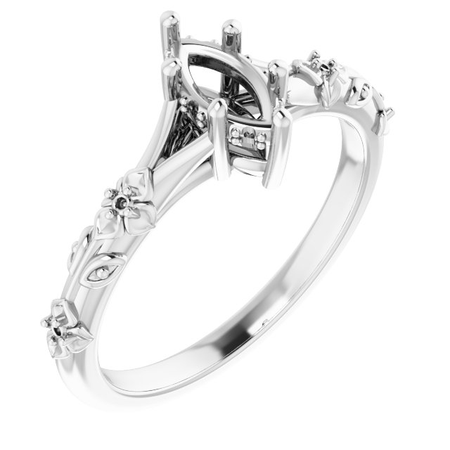Accented Floral Engagement Ring