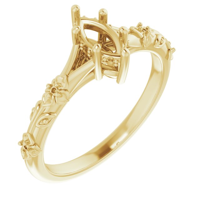 Accented Floral Engagement Ring