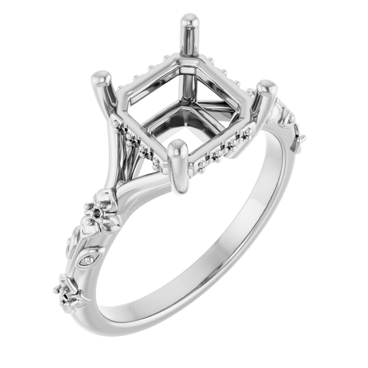 Accented Floral Engagement Ring