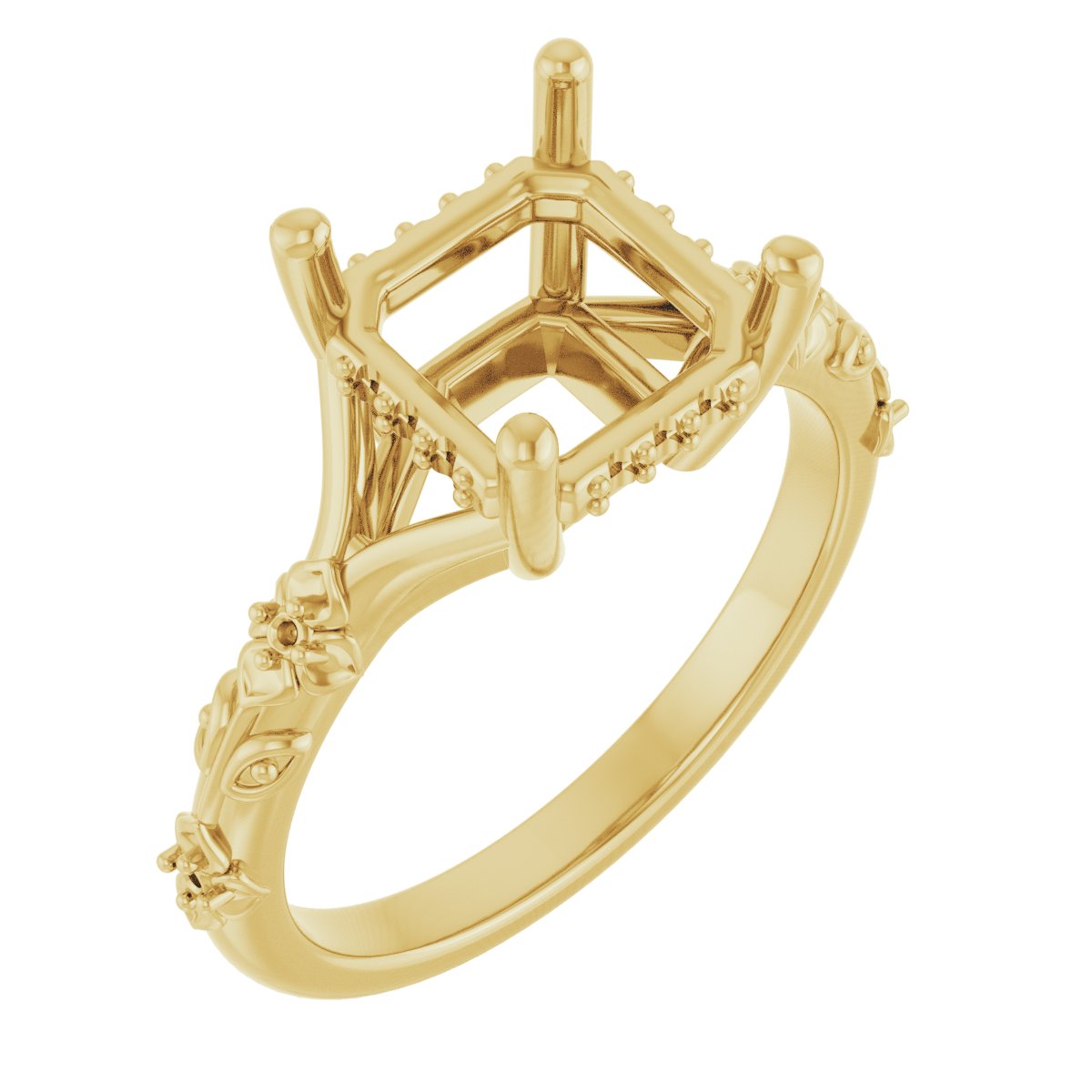Accented Floral Engagement Ring