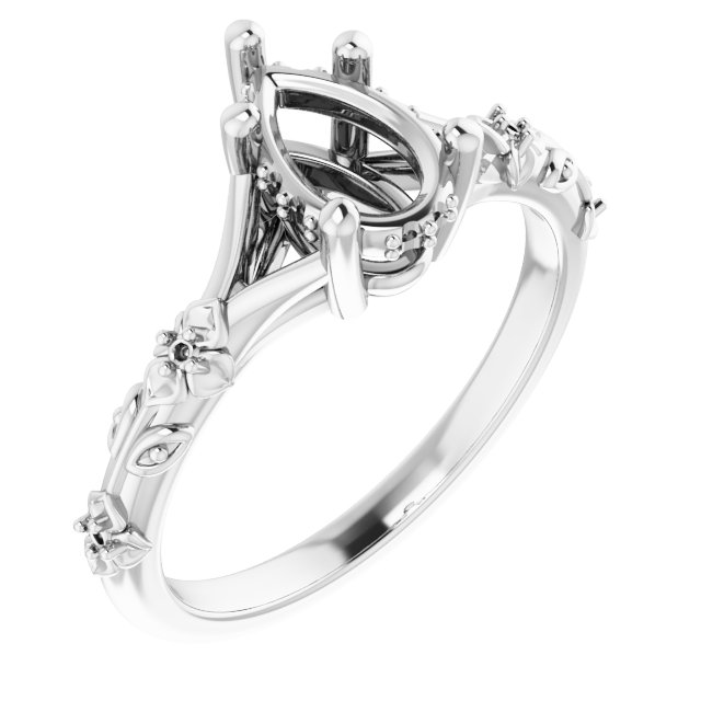 Accented Floral Engagement Ring