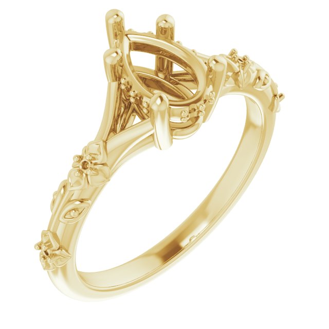 Accented Floral Engagement Ring