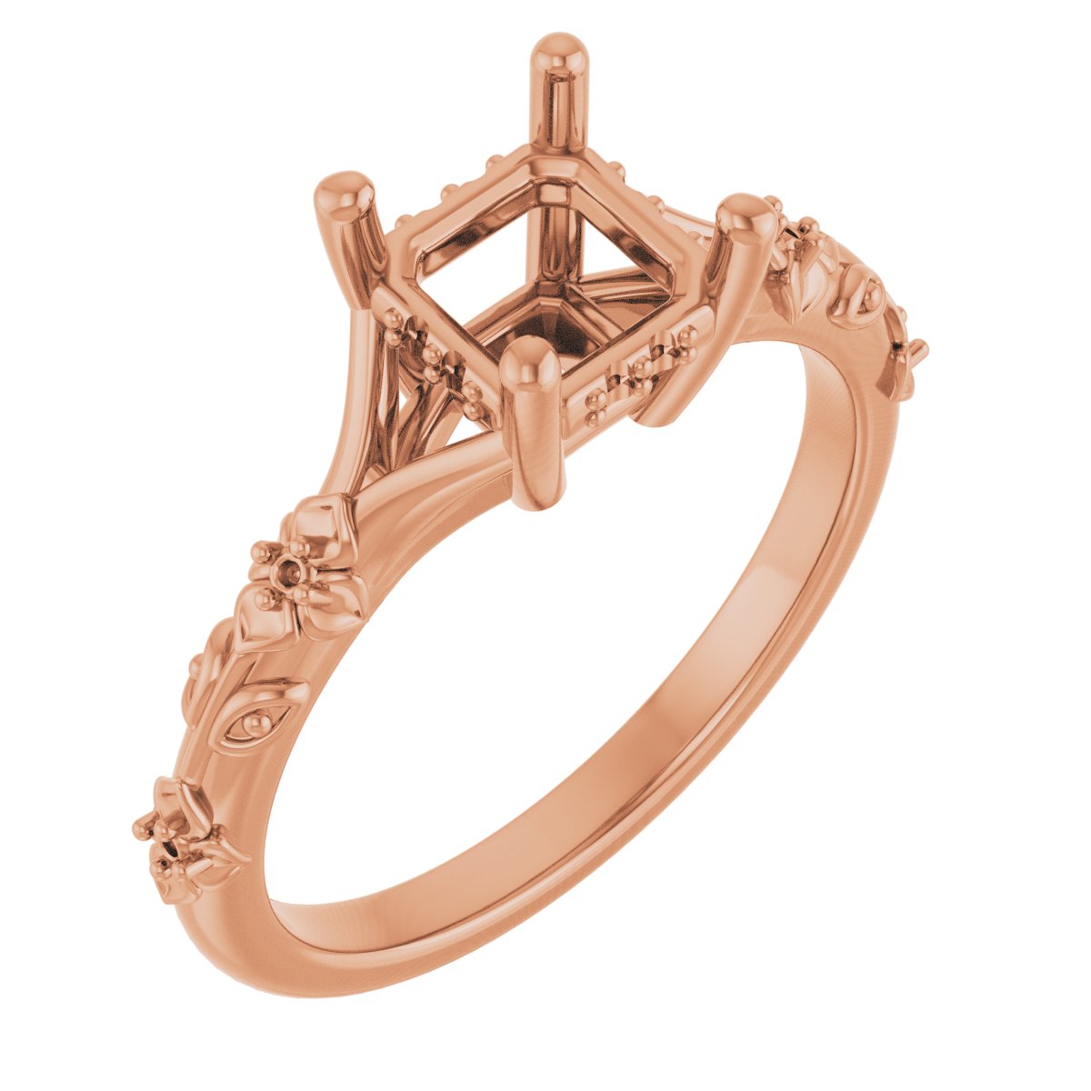 Accented Floral Engagement Ring