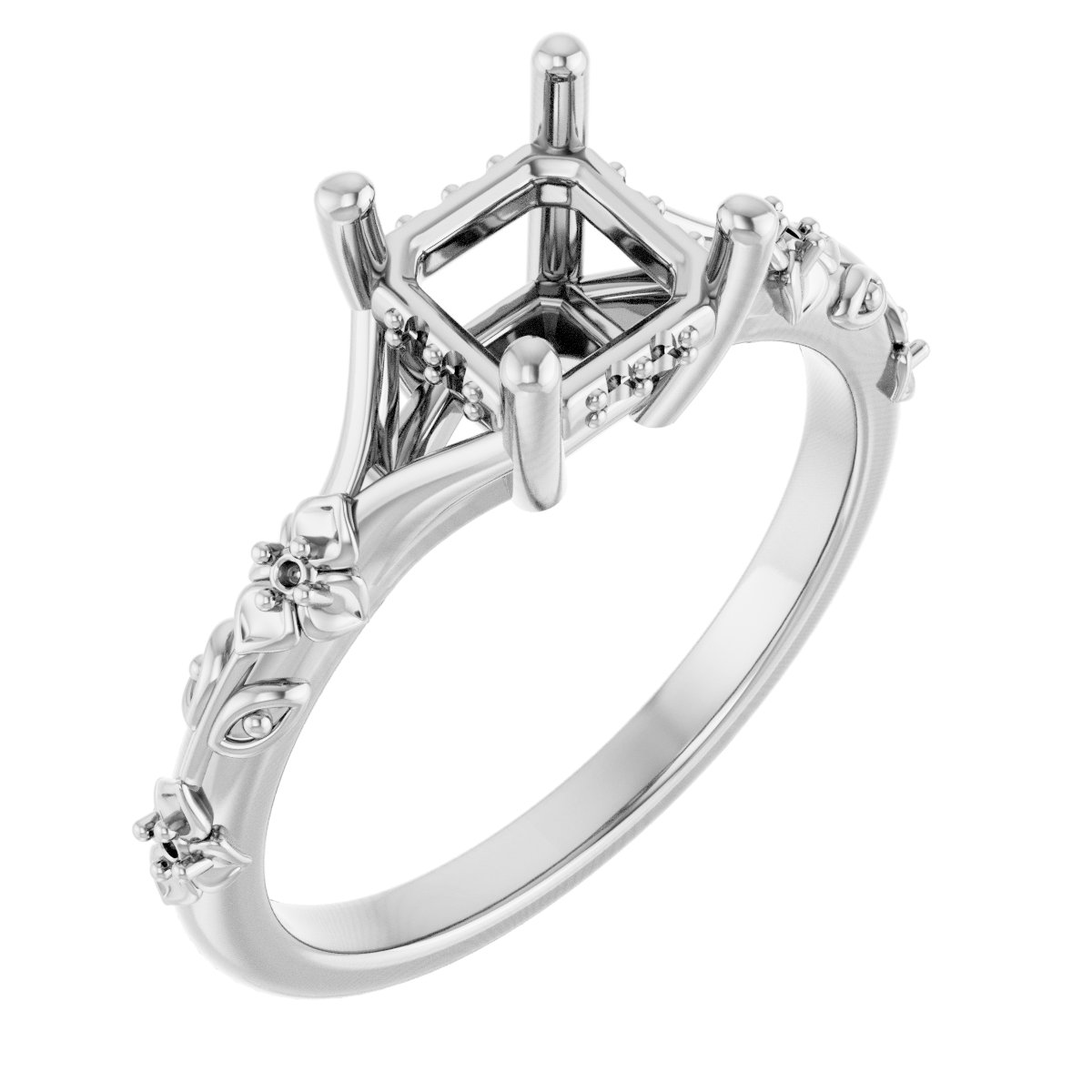 Accented Floral Engagement Ring