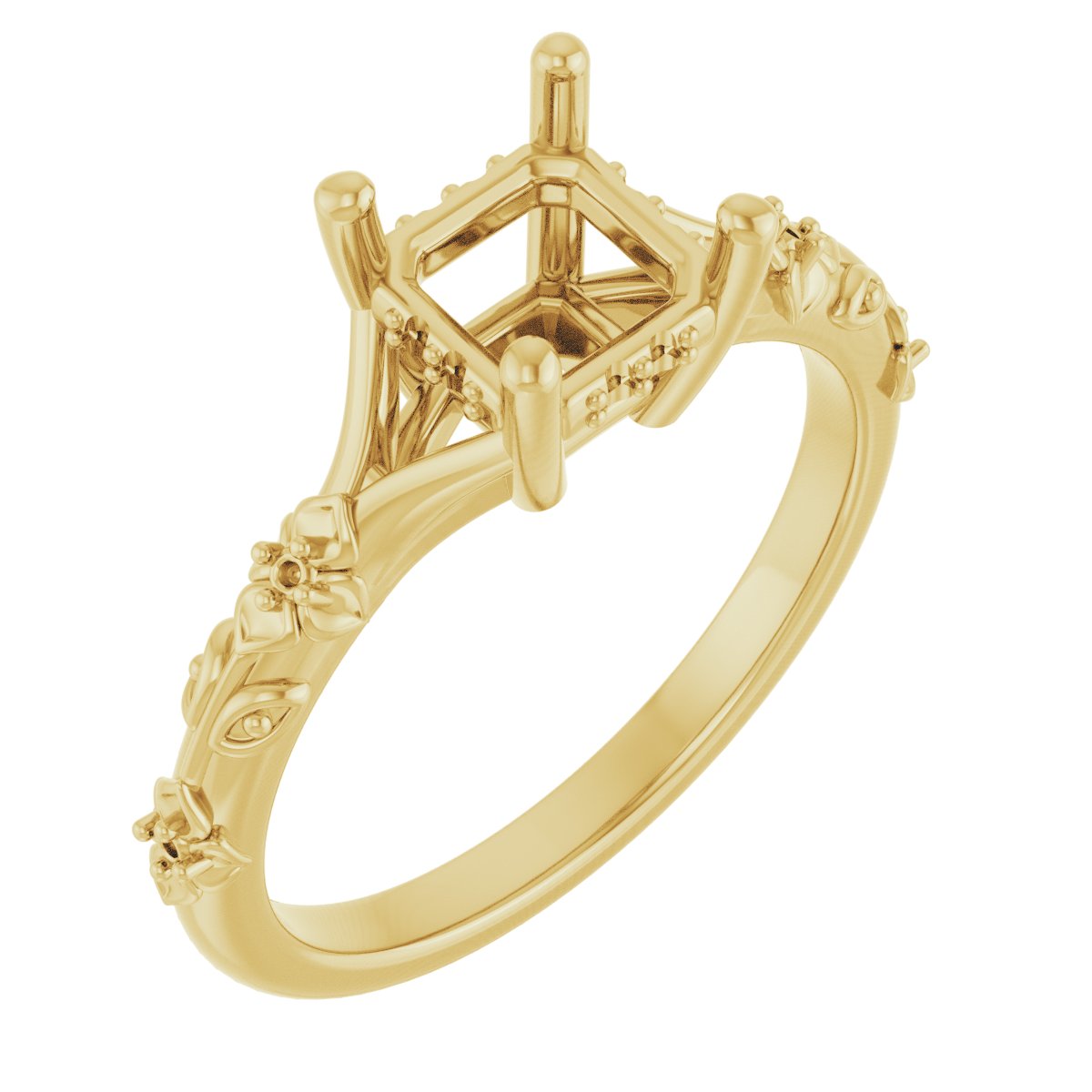 Accented Floral Engagement Ring