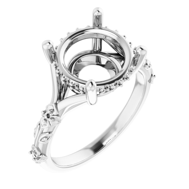 Accented Floral Engagement Ring