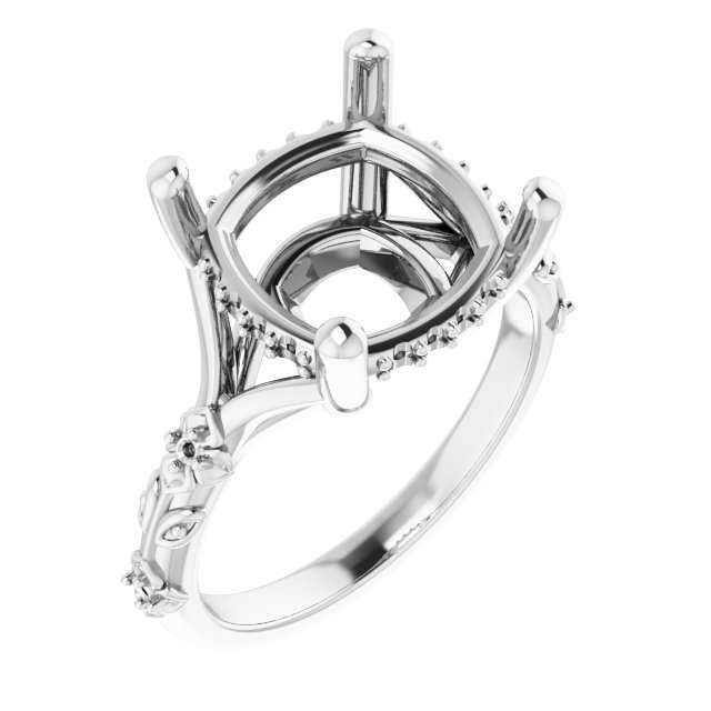 Accented Floral Engagement Ring