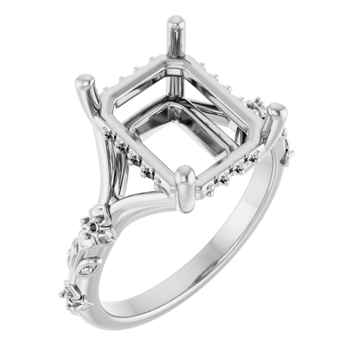 Accented Floral Engagement Ring