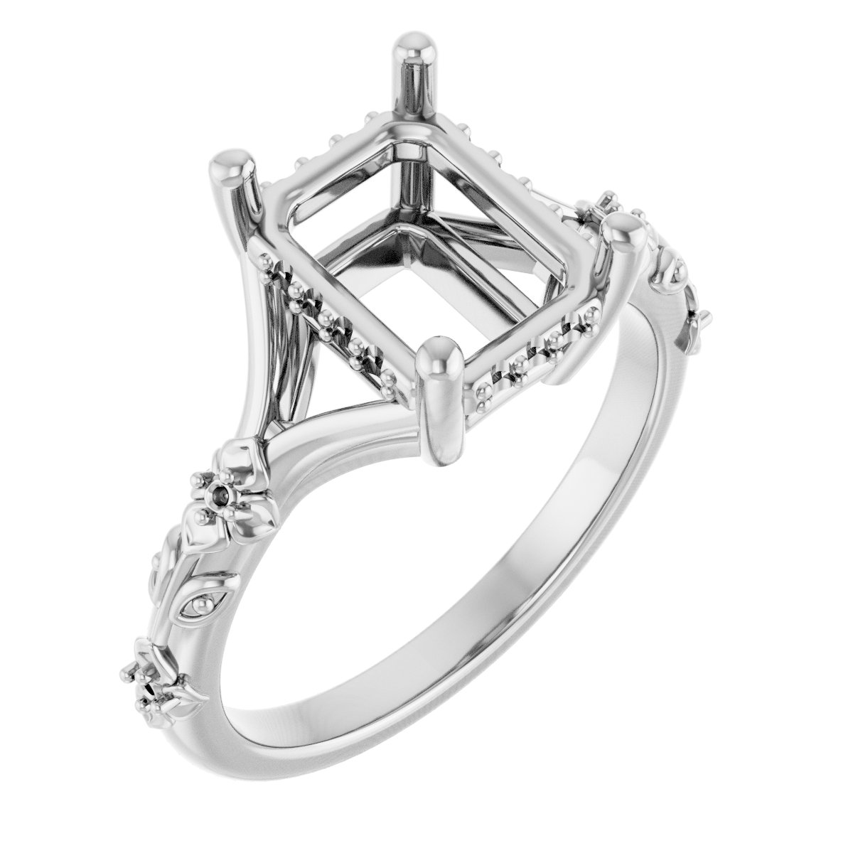 Accented Floral Engagement Ring
