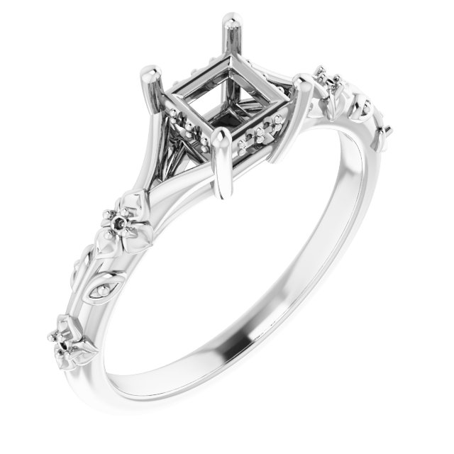 Accented Floral Engagement Ring