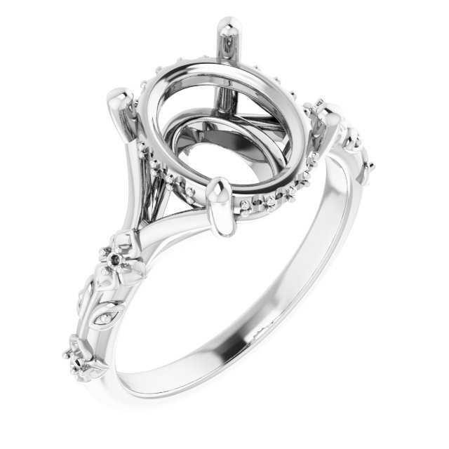 Accented Floral Engagement Ring