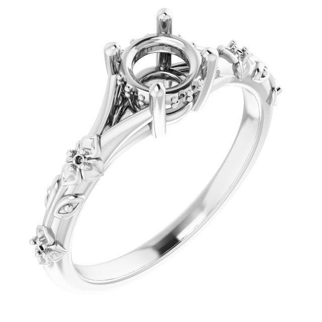 Accented Floral Engagement Ring