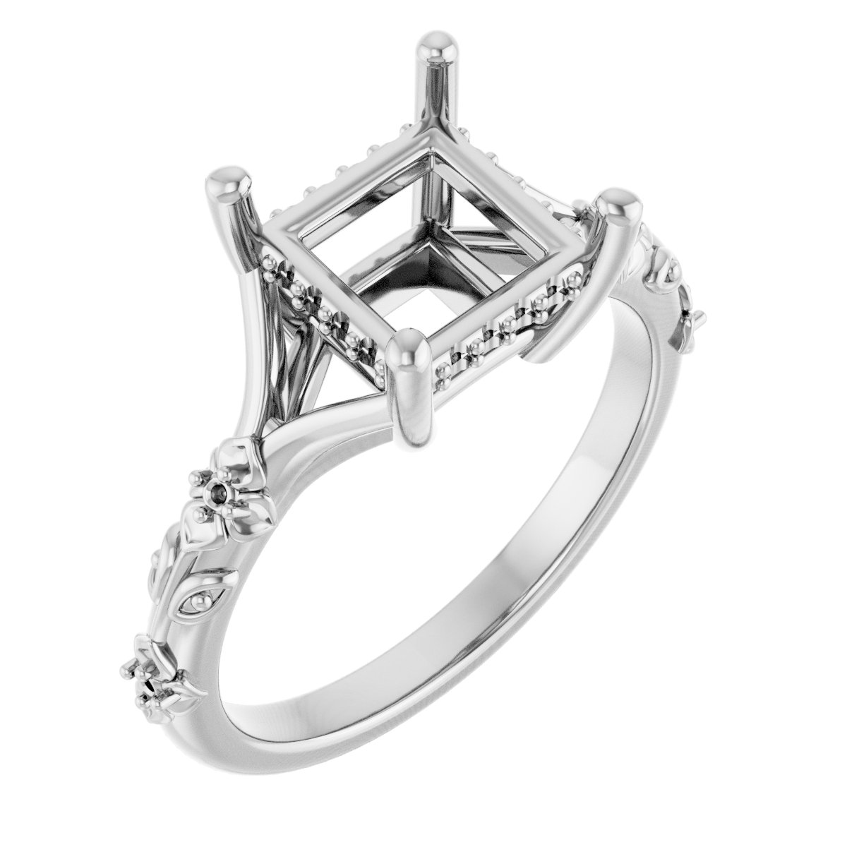 Accented Floral Engagement Ring