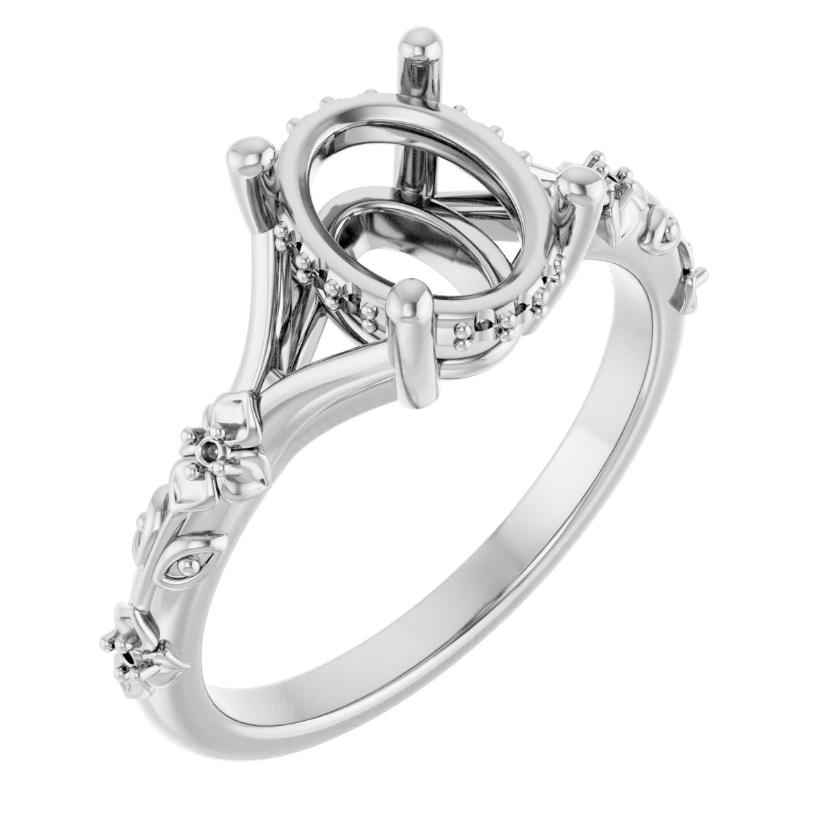 Accented Floral Engagement Ring