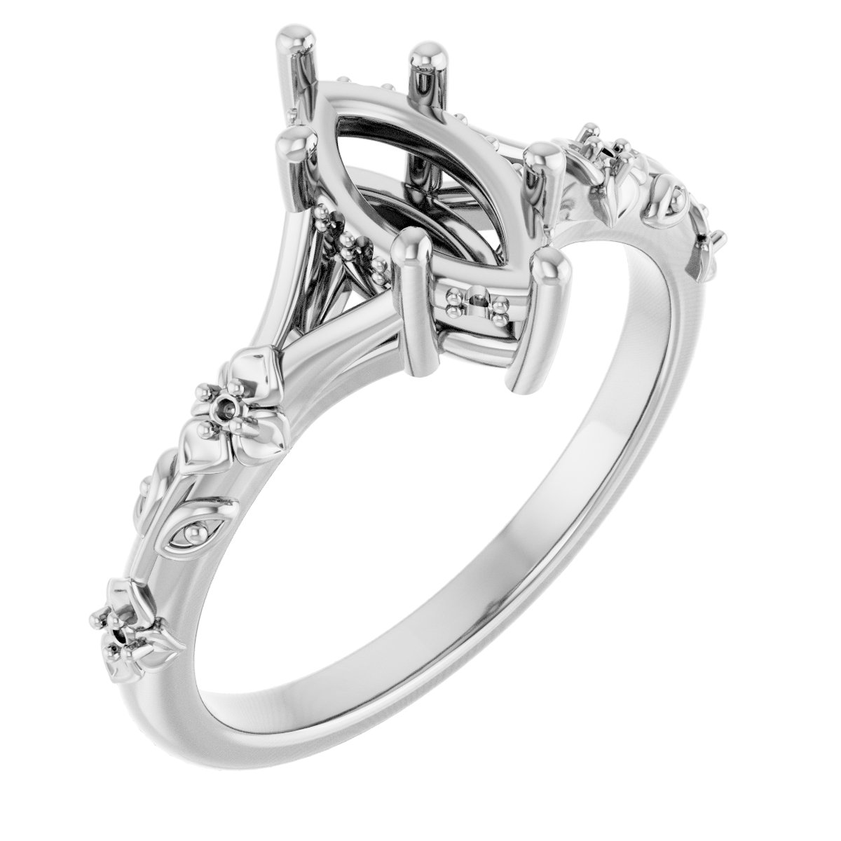 Accented Floral Engagement Ring