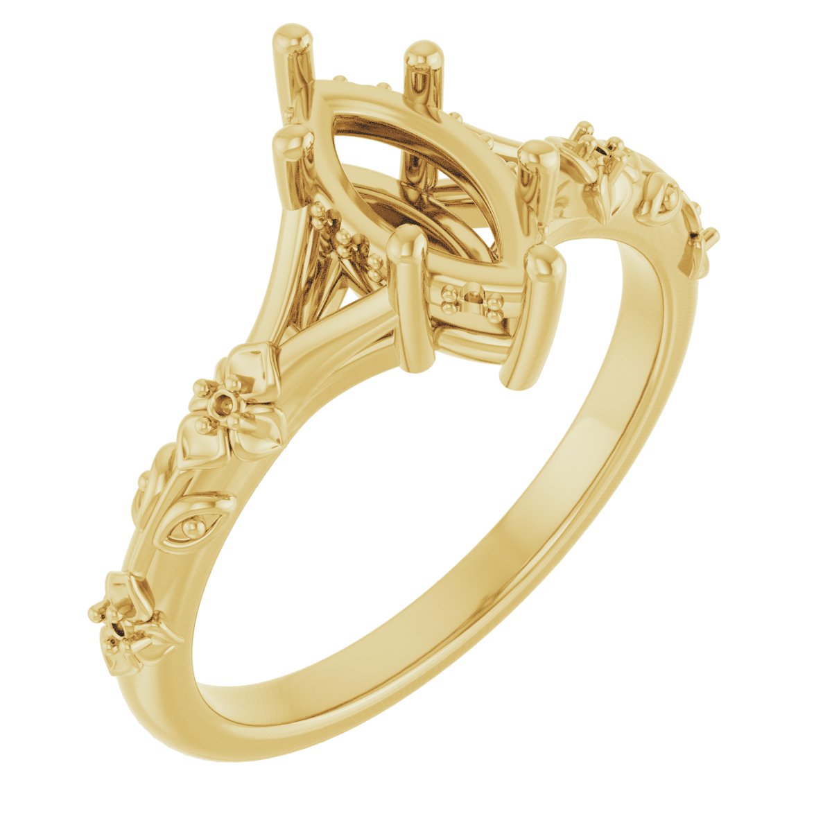 Accented Floral Engagement Ring
