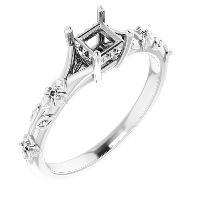 Accented Floral Engagement Ring