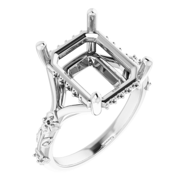 Accented Floral Engagement Ring