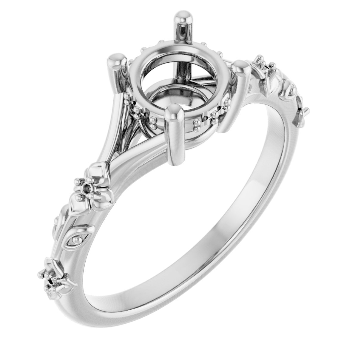 Accented Floral Engagement Ring