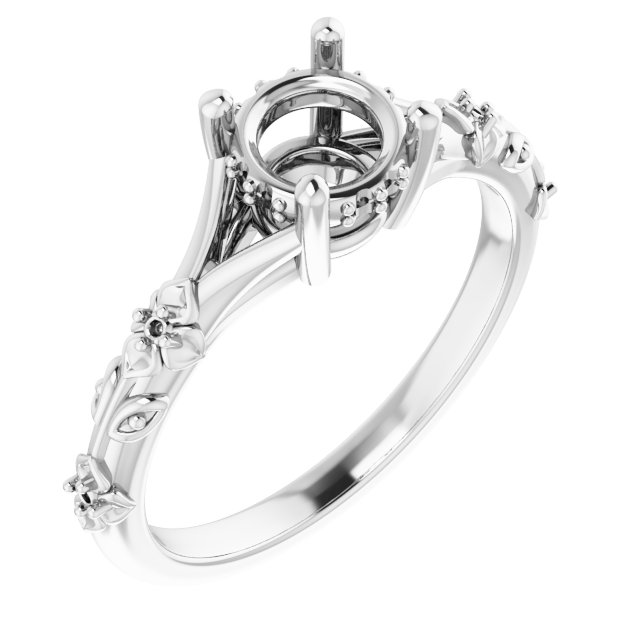 Accented Floral Engagement Ring
