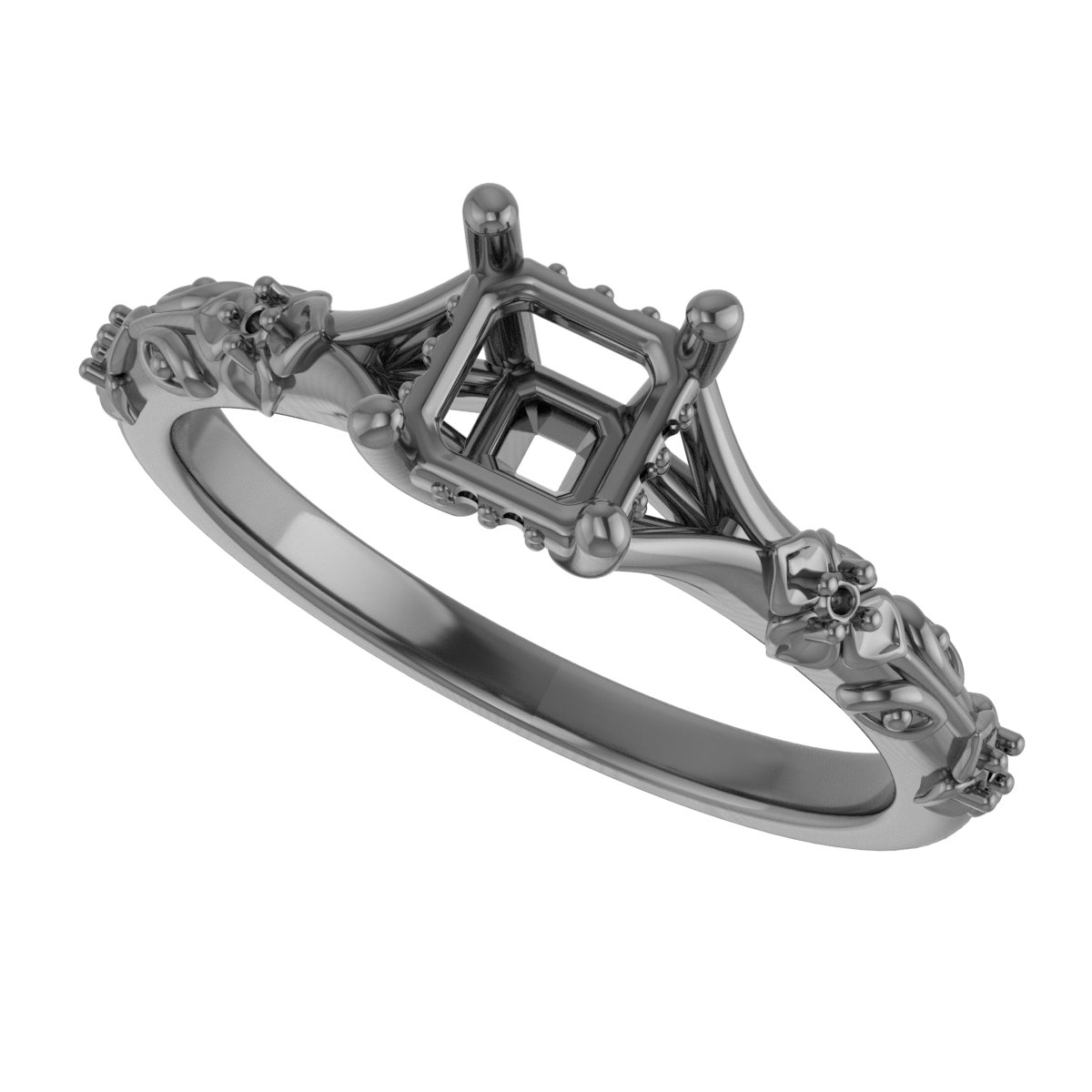 6 mm Cushion Engagement Ring Mounting view 5