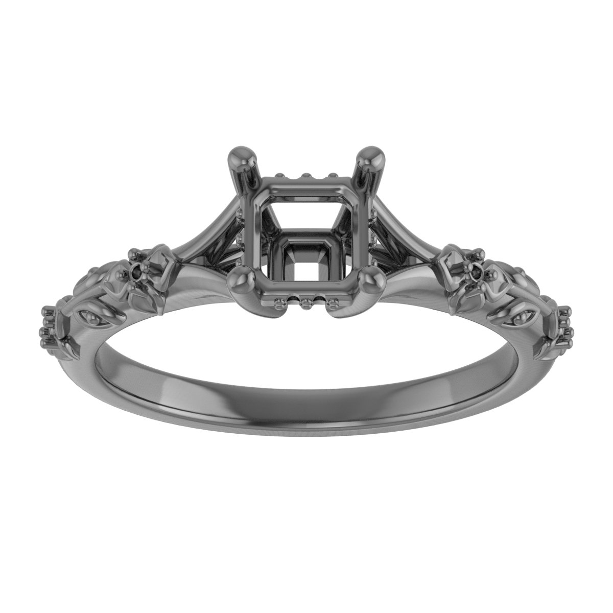 6 mm Cushion Engagement Ring Mounting view 3