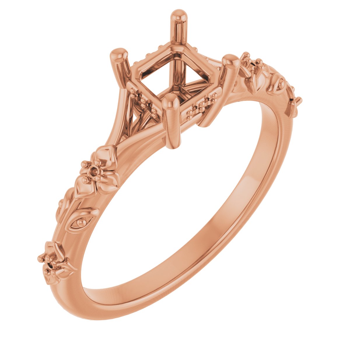 Accented Floral Engagement Ring