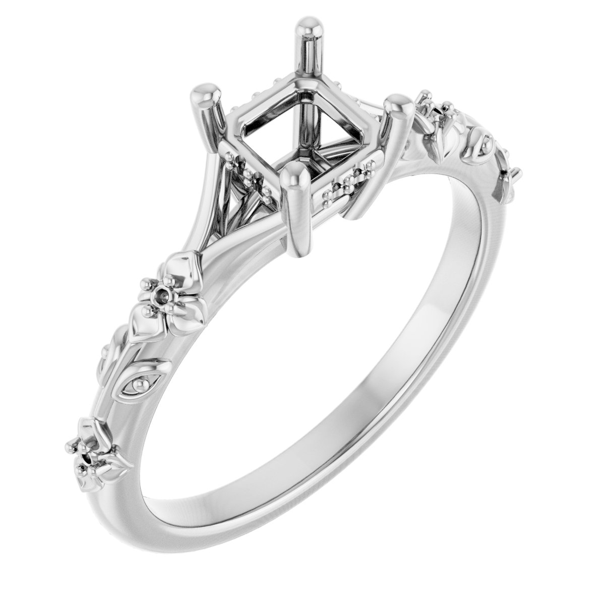 Accented Floral Engagement Ring