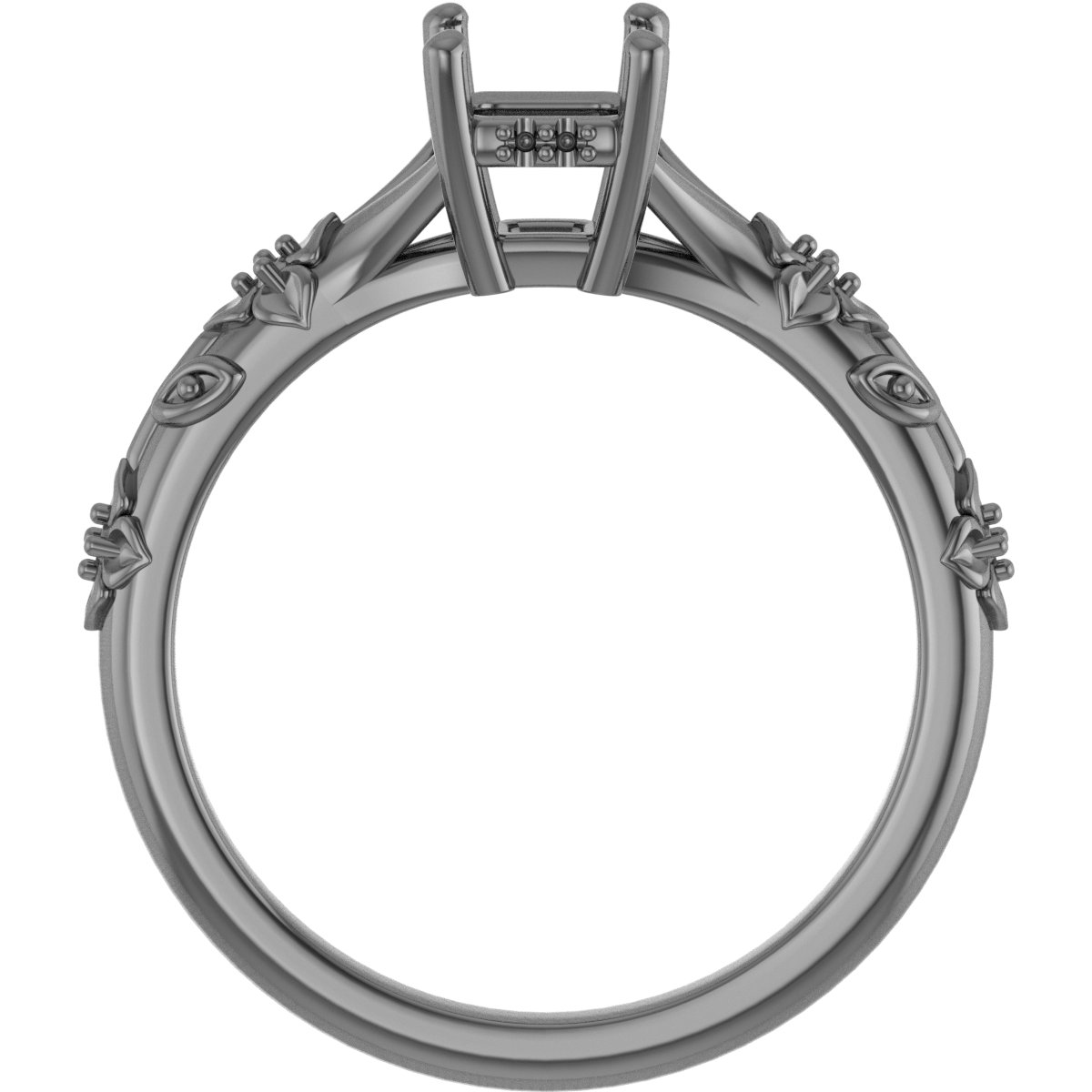 6 mm Cushion Engagement Ring Mounting view 2