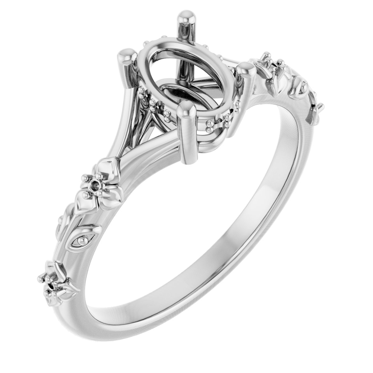 Accented Floral Engagement Ring