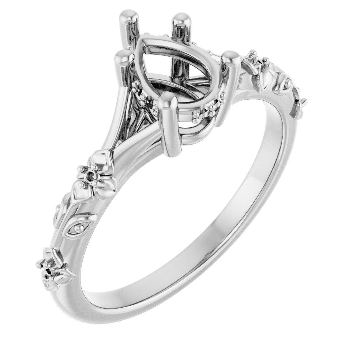 Accented Floral Engagement Ring