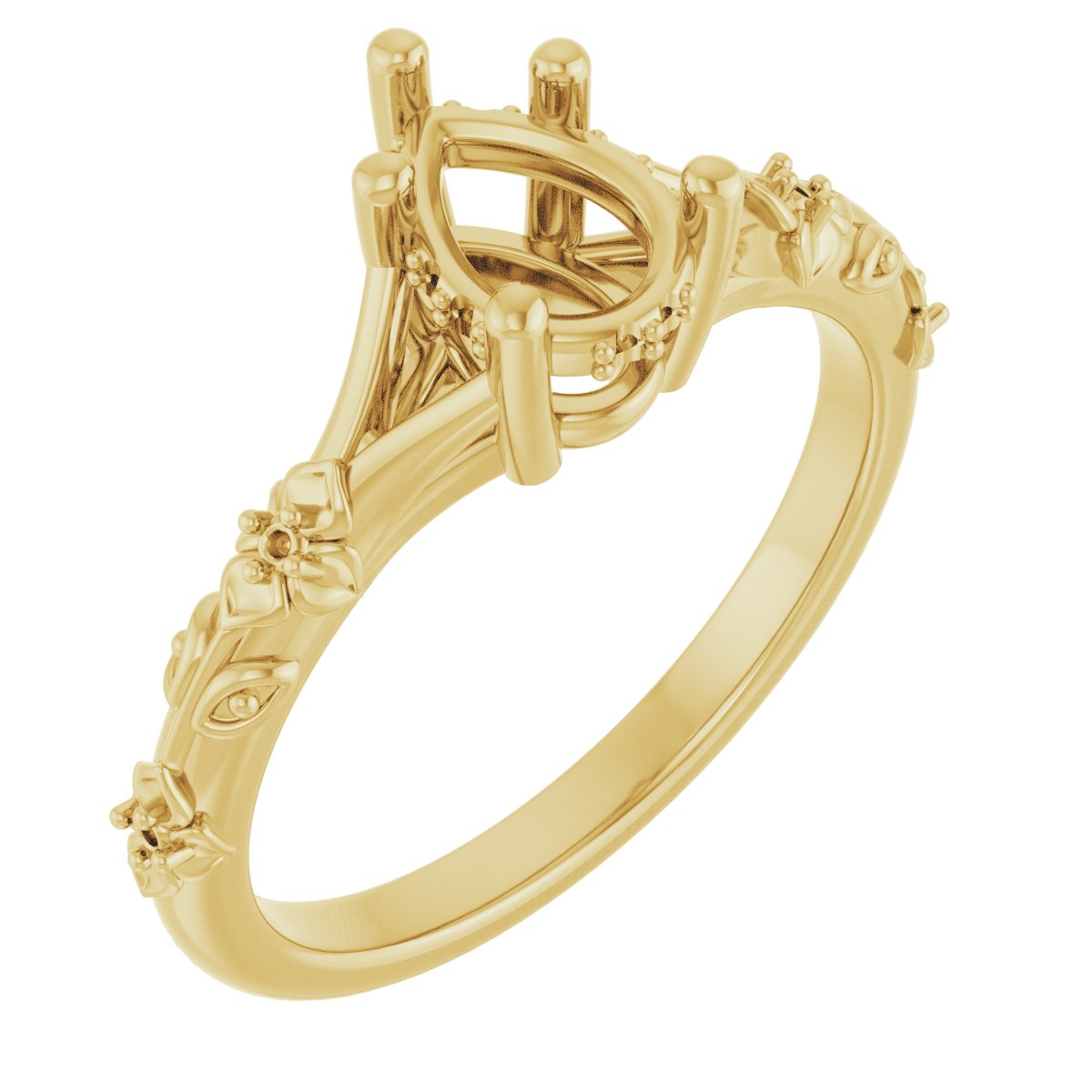Accented Floral Engagement Ring