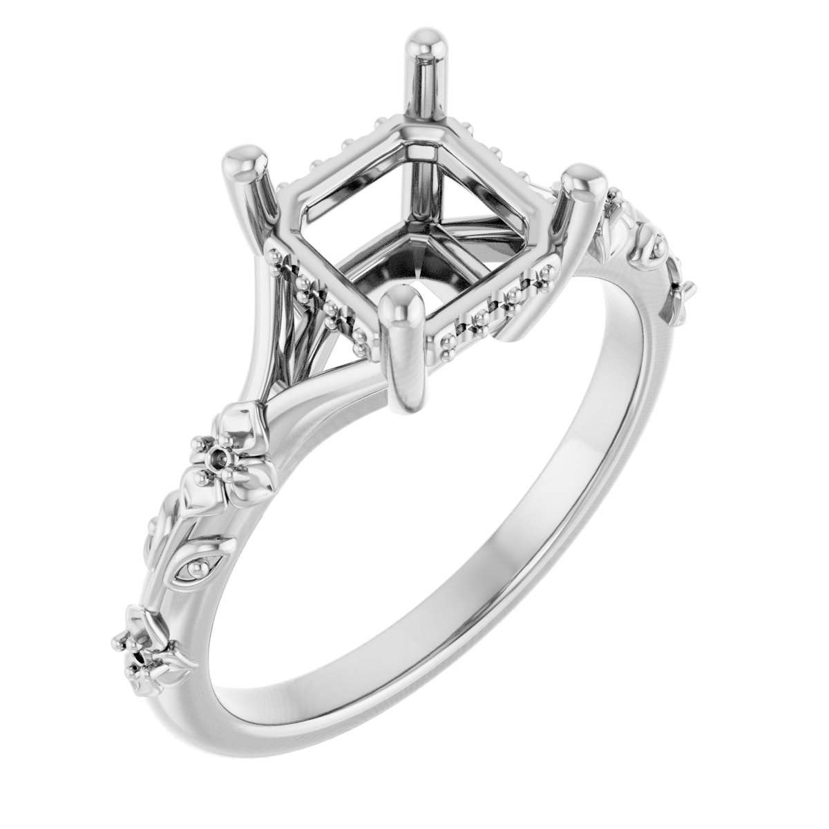 Accented Floral Engagement Ring
