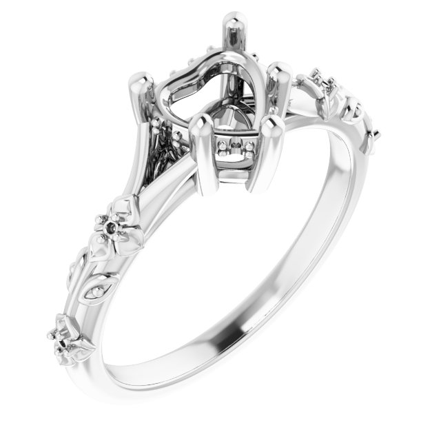 Accented Floral Engagement Ring