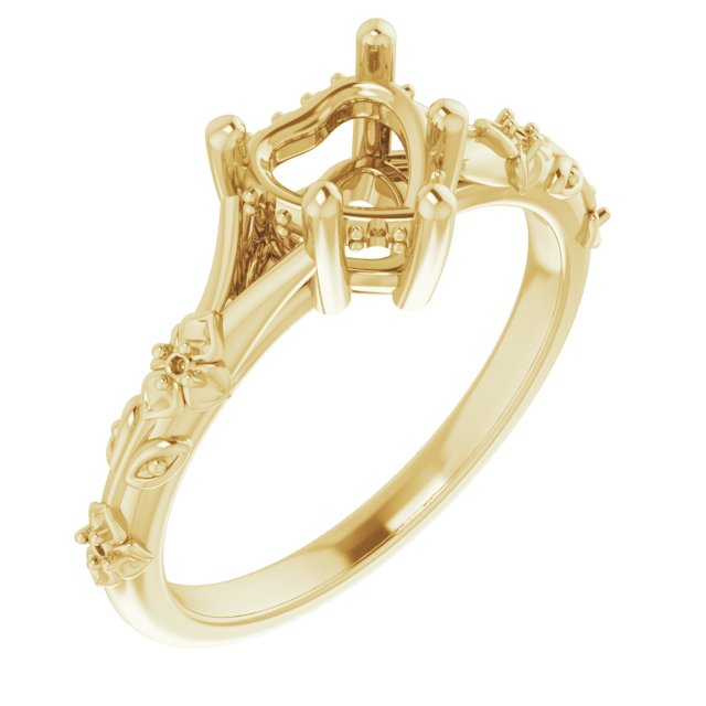 Accented Floral Engagement Ring