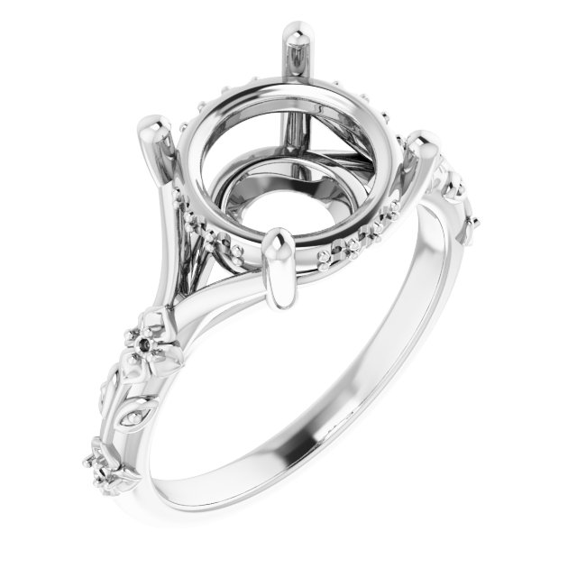 Accented Floral Engagement Ring