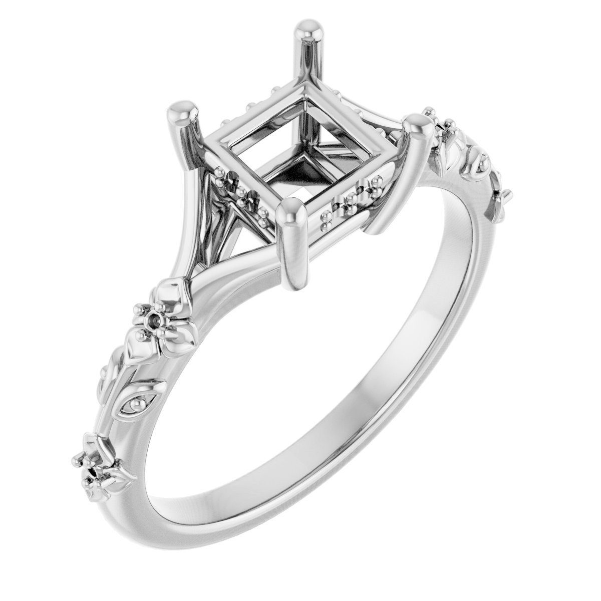 Accented Floral Engagement Ring