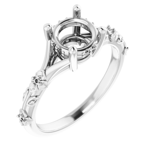 Accented Floral Engagement Ring