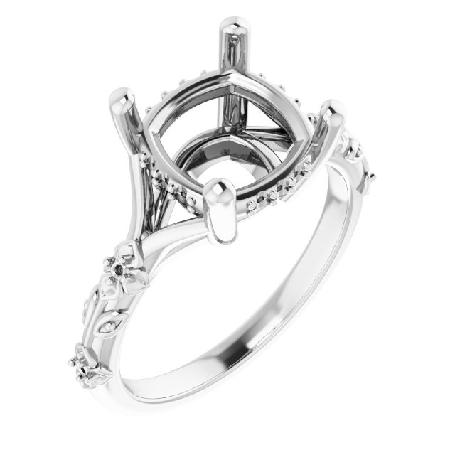 Accented Floral Engagement Ring