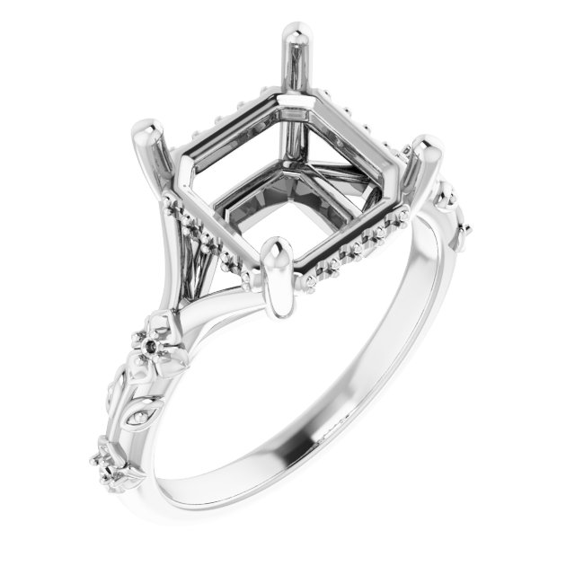 Accented Floral Engagement Ring