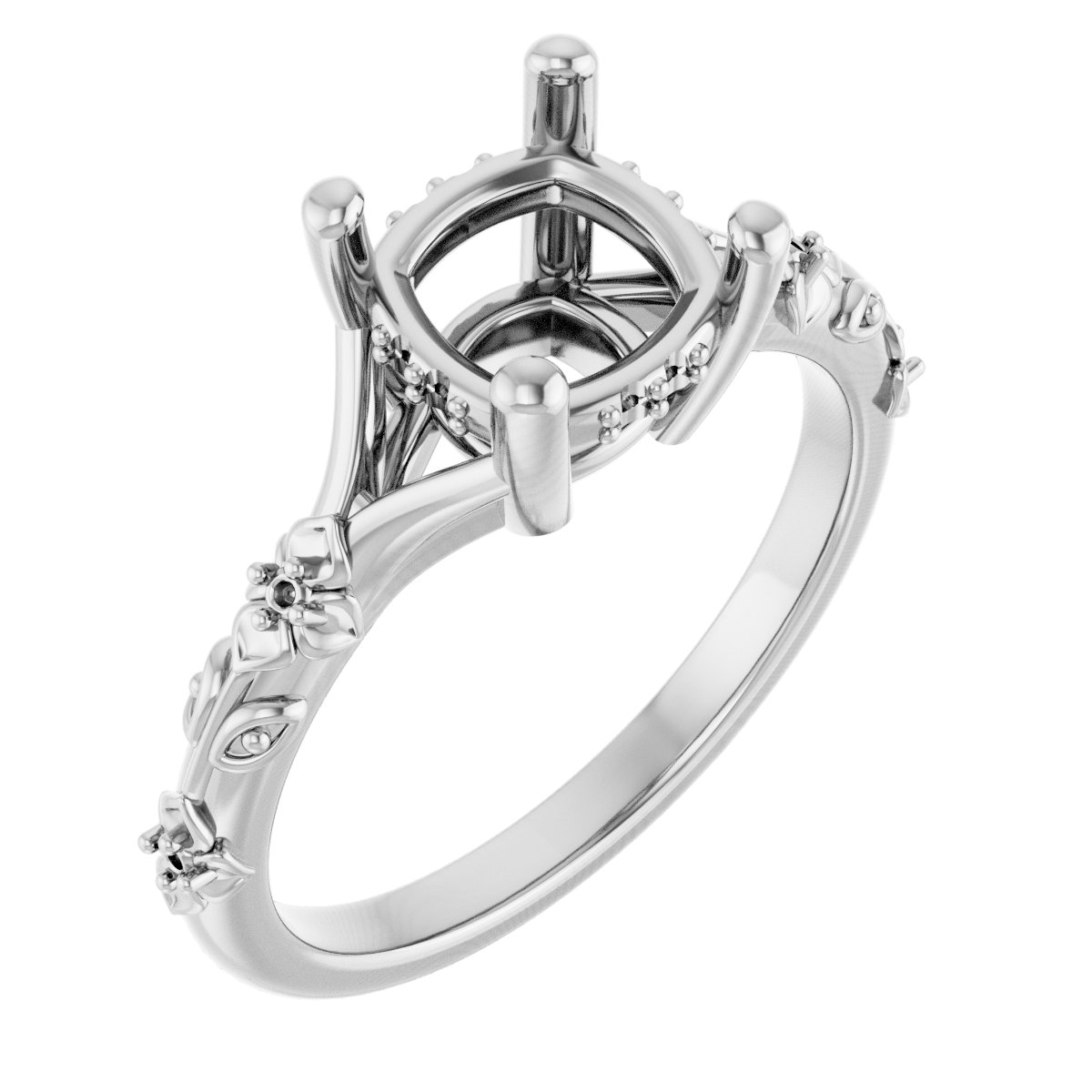 Accented Floral Engagement Ring