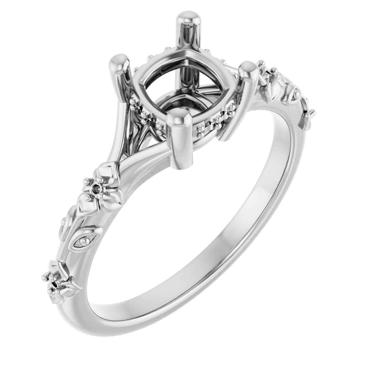 Accented Floral Engagement Ring