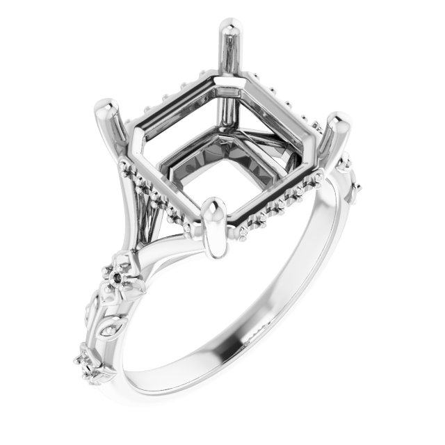Accented Floral Engagement Ring