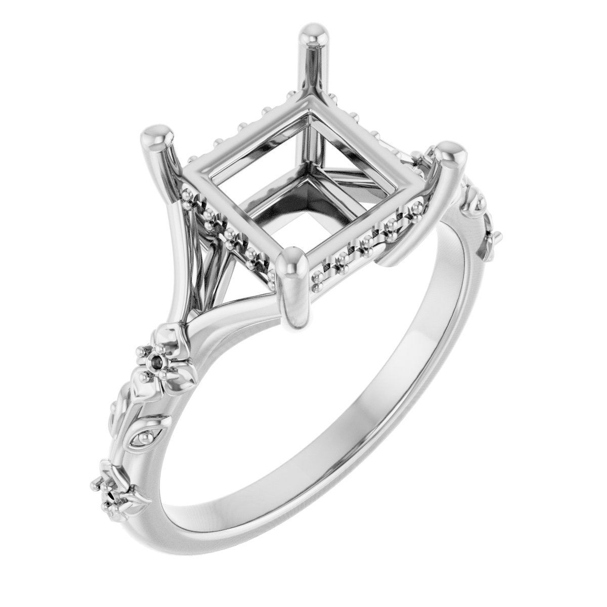 Accented Floral Engagement Ring