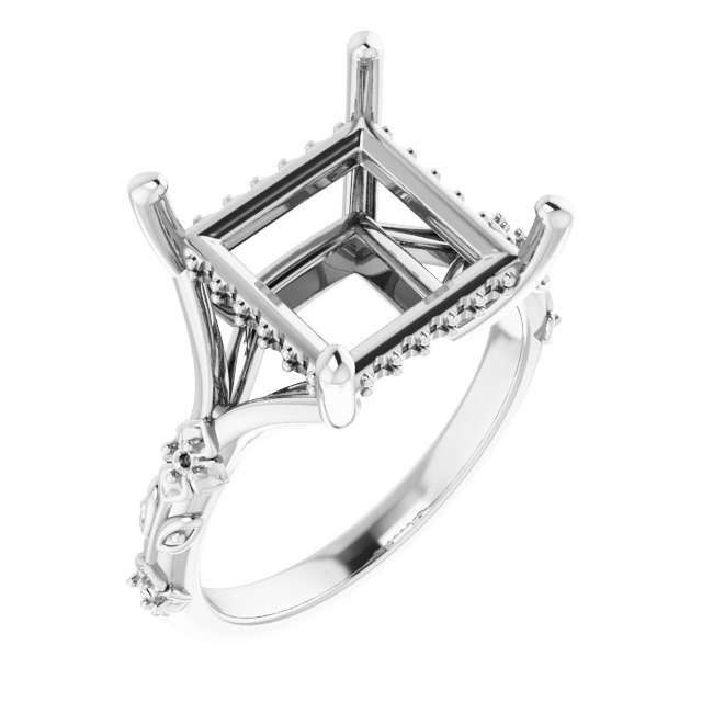 Accented Floral Engagement Ring