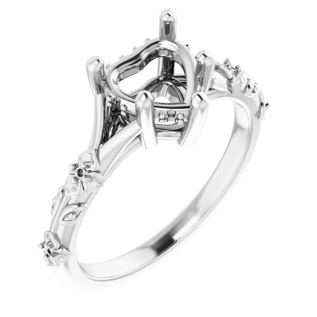 Accented Floral Engagement Ring