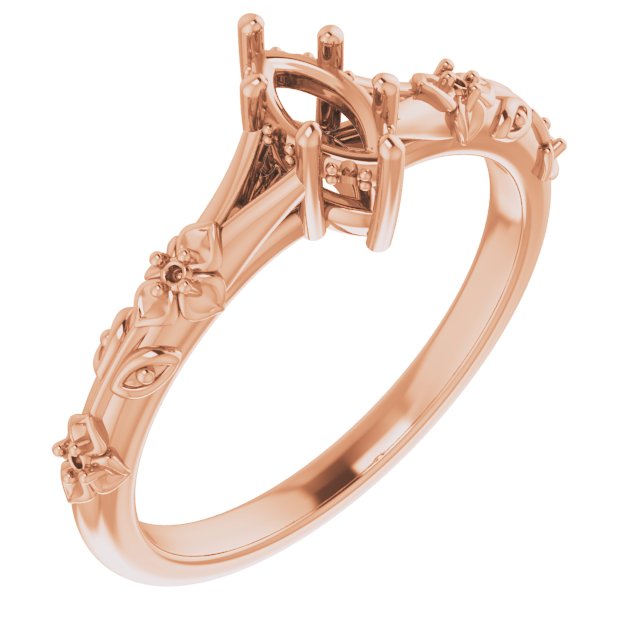 Accented Floral Engagement Ring