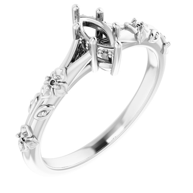 Accented Floral Engagement Ring