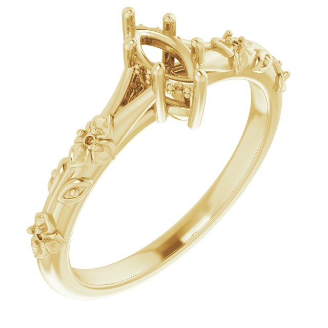 Accented Floral Engagement Ring