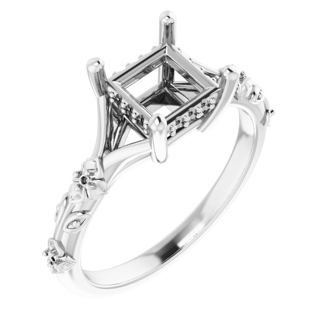 Accented Floral Engagement Ring